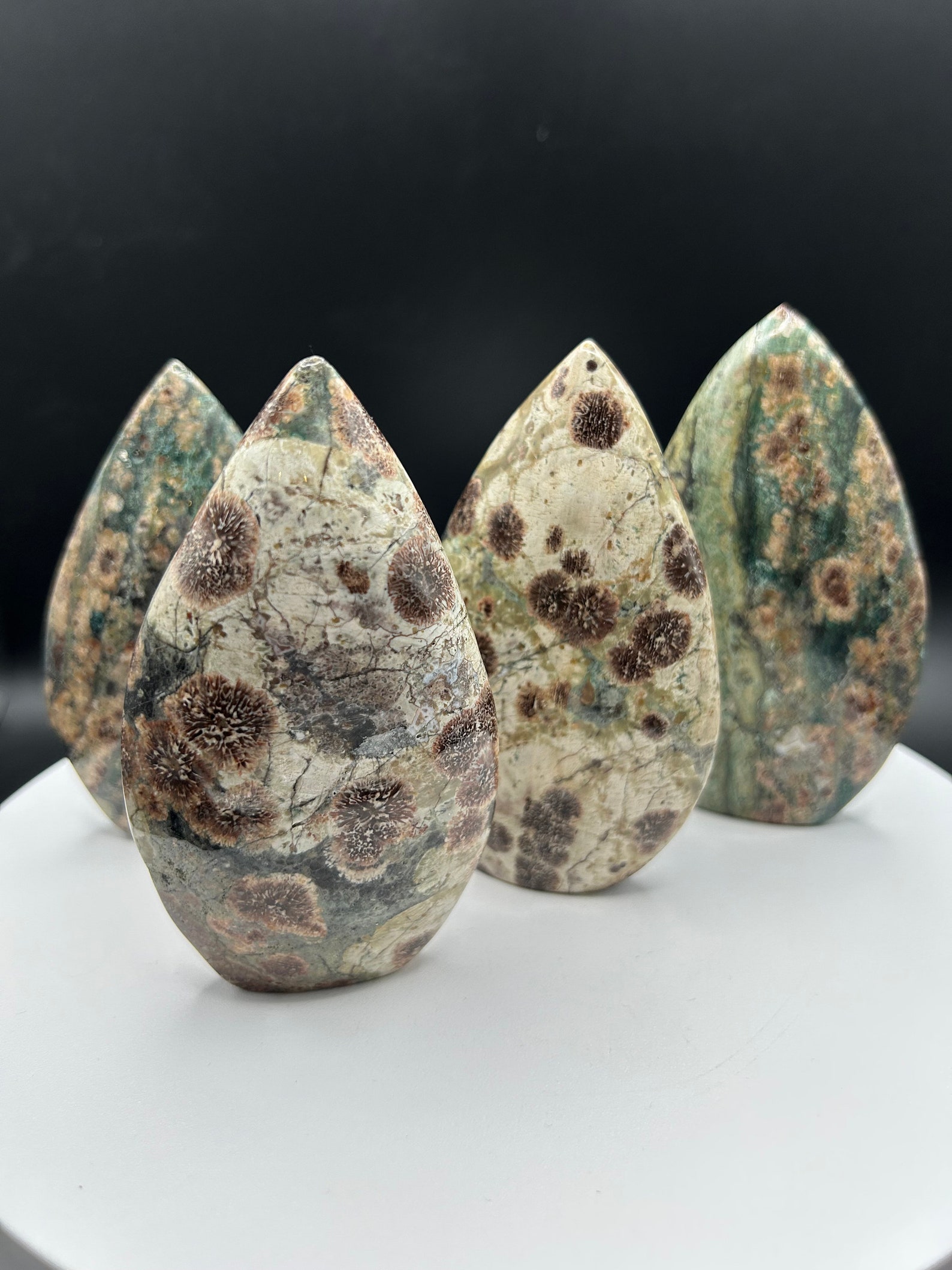Polished Rhyolite Green Flower Jasper Freeform Points - Etsy