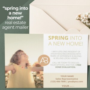 Grundbesitz Postkarte, Frühlings Postkarten, Realtor Mailer, Grundbesitz Vorlagen, Frühlingseinweihung, Einweihungskarte, Frühlingsmarkt