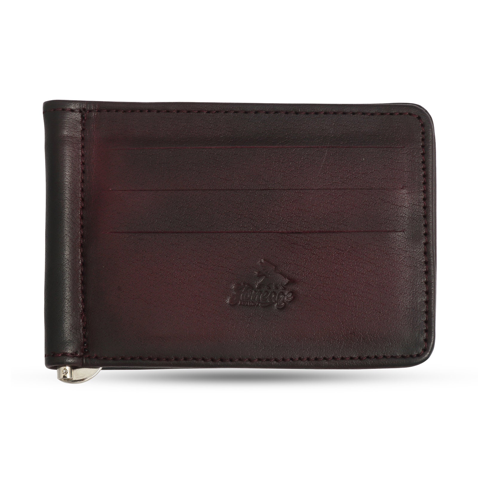 Genuine Leather Card Wallet Strap, Dark Wine