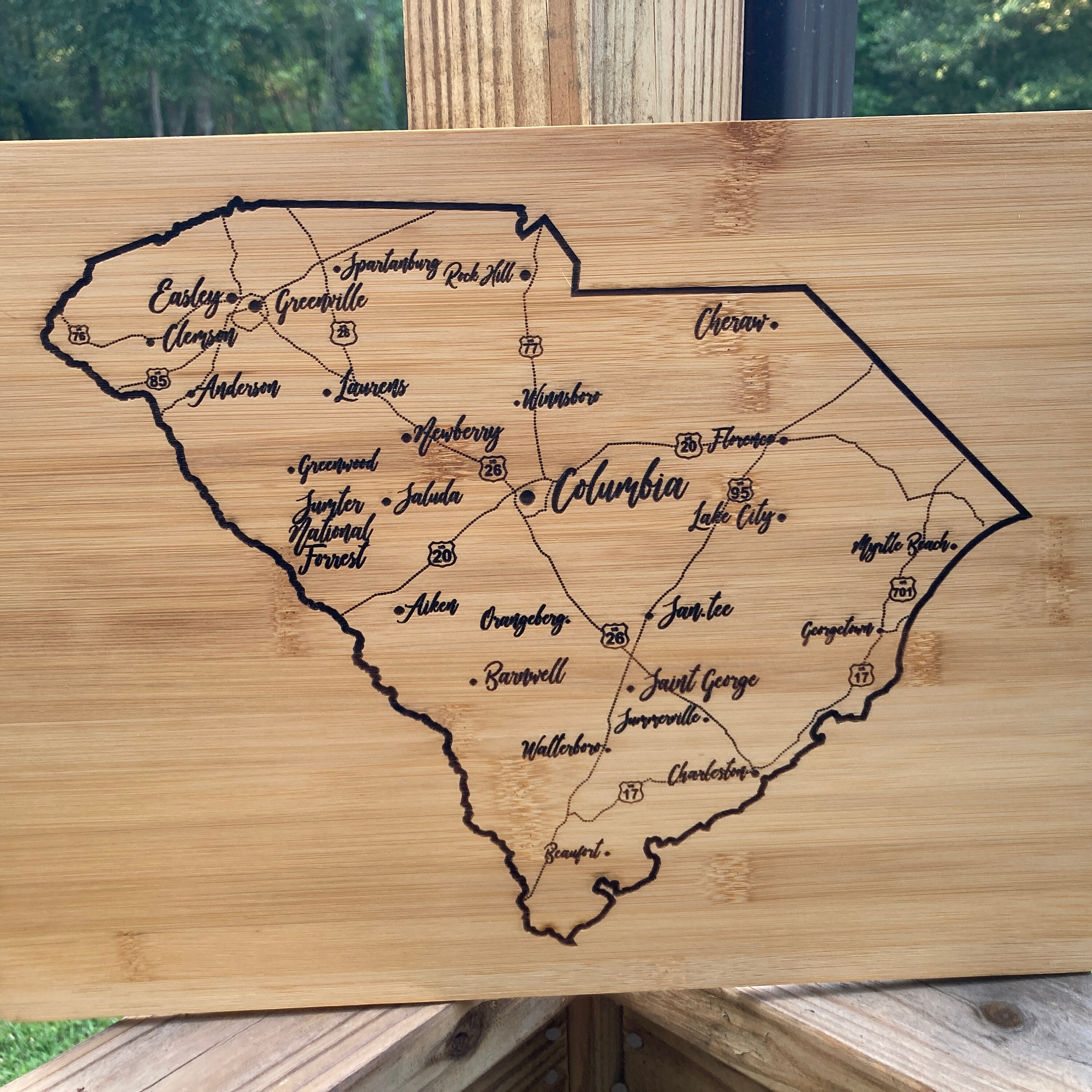 Laser Engraved Map of South Carolina Bamboo Cutting Board - Etsy