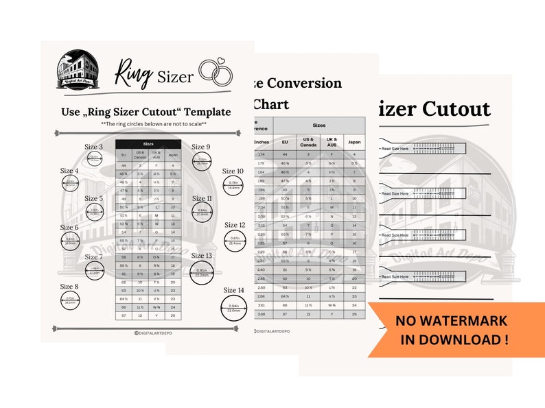 Ultimate Ring Sizer Bundle Printable Sizer Measuring Tool &amp; - Etsy