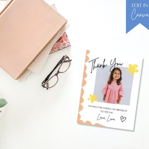 Editable Kids Birthday Thank You Card, Colorful Kids Birthday, Thank You Card Template, DIY Template