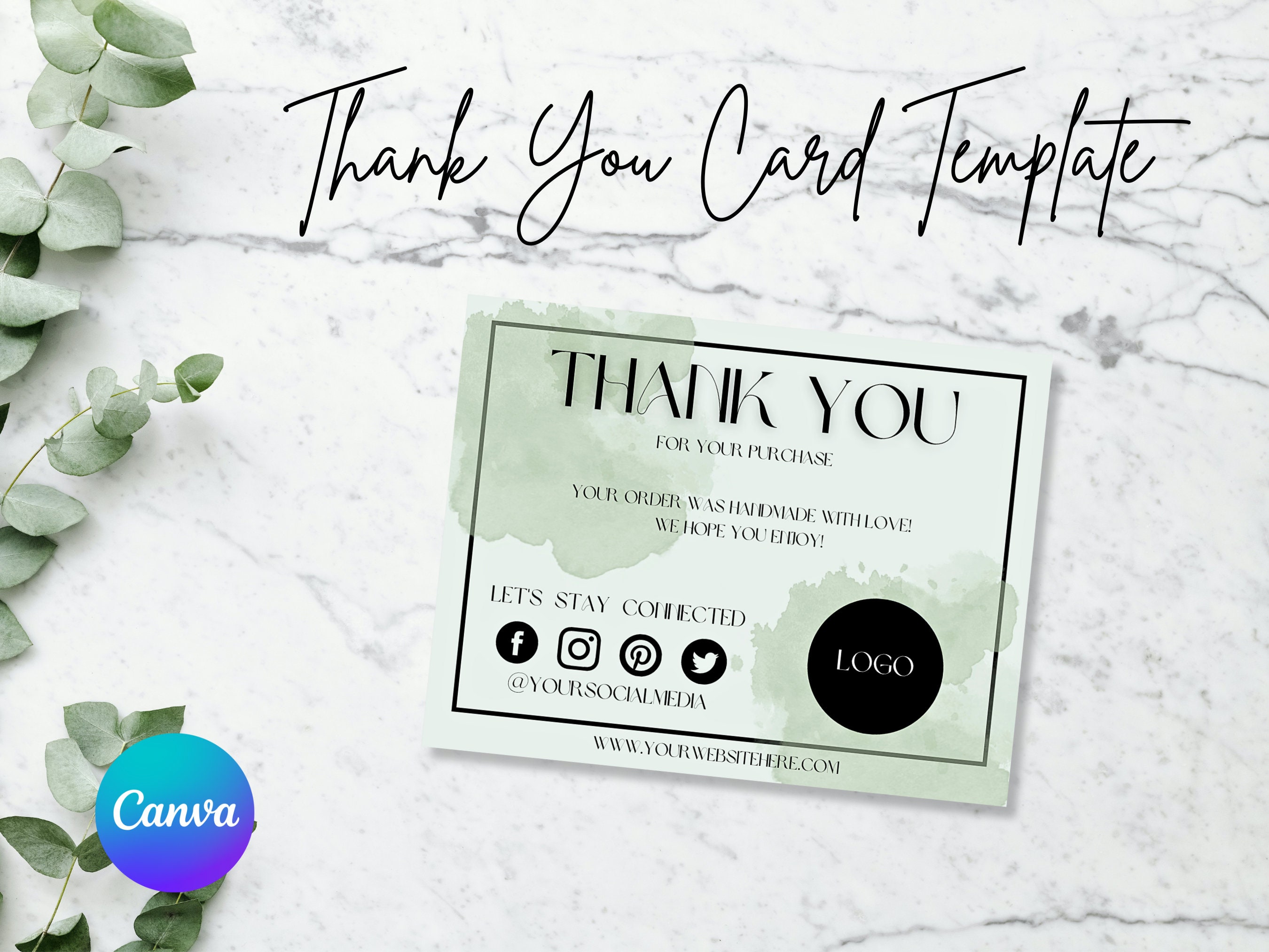 Canva Thank You Card, Canva Thank You Card Template, Small Business