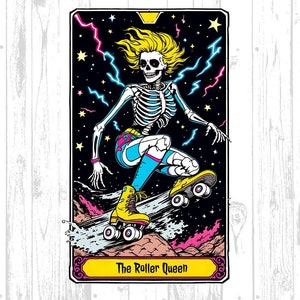 Roller Queen Tarot Card: Skeleton Skater PNG (Digital Download)