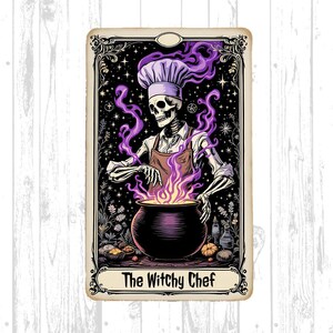 Witchy Chef Tarot Card: Skeleton Cauldron Art (Digital Download)