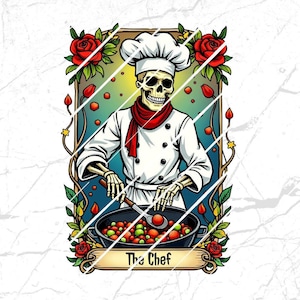 Skeleton Chef Tarot Card Art: Kitchen T-Shirt Design (Digital Download)