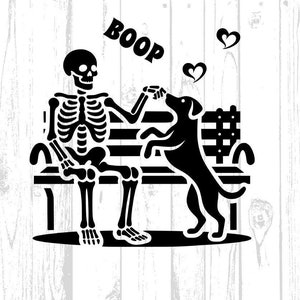 Skeleton Dog Boop Design, Dog and Skeleton Bench PNG SVG, Halloween Skeleton and Dog Clipart, Boop Halloween Skeleton Art