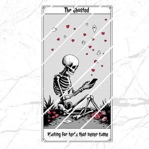 Carte de tarot squelette en téléchargement numérique, carte de tarot PNG, le fantôme, utilisation sur des t-shirts, art mural, tasses, sacs fourre-tout, conception numérique pour les artisans
