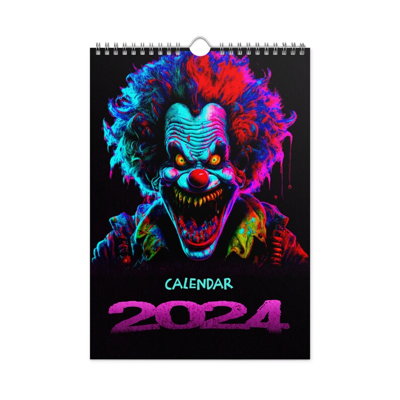Creepy Scary Clowns Wall Calendar for 2024 Spooky Horror Vintage Circus