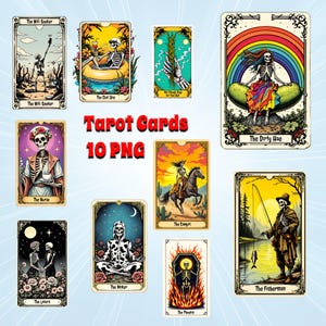 Funny Horror Tarot Card PNG Bundle: Spooky Halloween Designs (Digital Download)