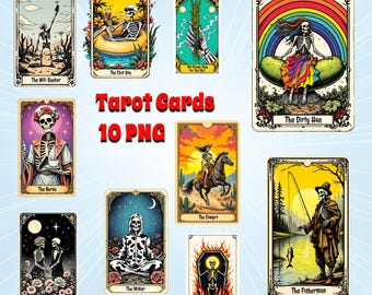Funny Horror Tarot Card PNG Bundle: Spooky Halloween Designs (Digital Download)