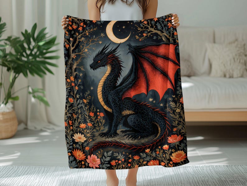 Dragon Blanket Fantasy Art Tapestry, Mystical Dragon Artwork Home Decor, Cozy Dragon Throw Blanket, Dragon Gift Idea, Unique Dragon Blanket