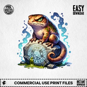 Grumpy Salamander PNG: Occult Rock Amphibian Clipart (Digital Download)