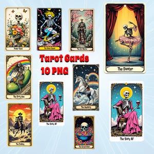 Funny Horror Tarot Card PNG Bundle: Spooky Halloween Designs (Digital Download)