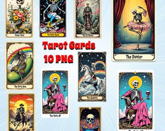 Funny Horror Tarot Card PNG Bundle: Spooky Halloween Designs (Digital Download)