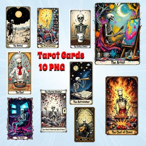 Funny Horror Tarot Card PNG Bundle: Spooky Halloween Designs (Digital Download)