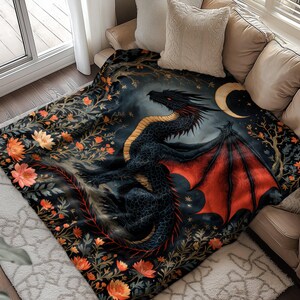 Dragon Throw Blanket, Cozy Dragon Blanket, Fantasy Dragon Home Decor, Mythical Dragon Art Blanket, Unique Dragon Gift Idea