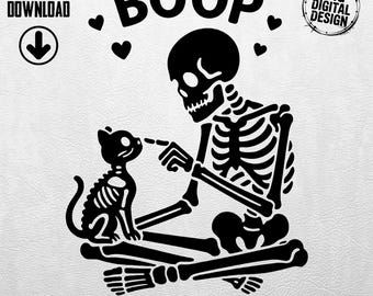 Skeleton Cat Boop SVG: Halloween Clipart Design (Digital Download)