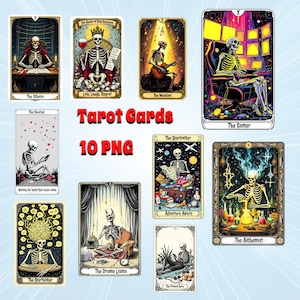 Grappige horror tarotkaart PNG-bundel - griezelige Halloween-ontwerpen - directe digitale download - sublimatieafbeeldingen