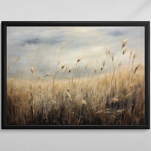 Wildflower Landscape Painting, Vintage Landscape Art Print, Antique Oil Painting | printable wall art | digital art print download | 107