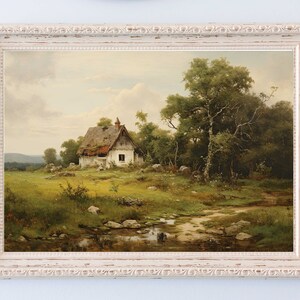 Wildflower Landscape Painting, Vintage Landscape Art Print, Antique Oil Painting | printable wall art | digital art print download | 104