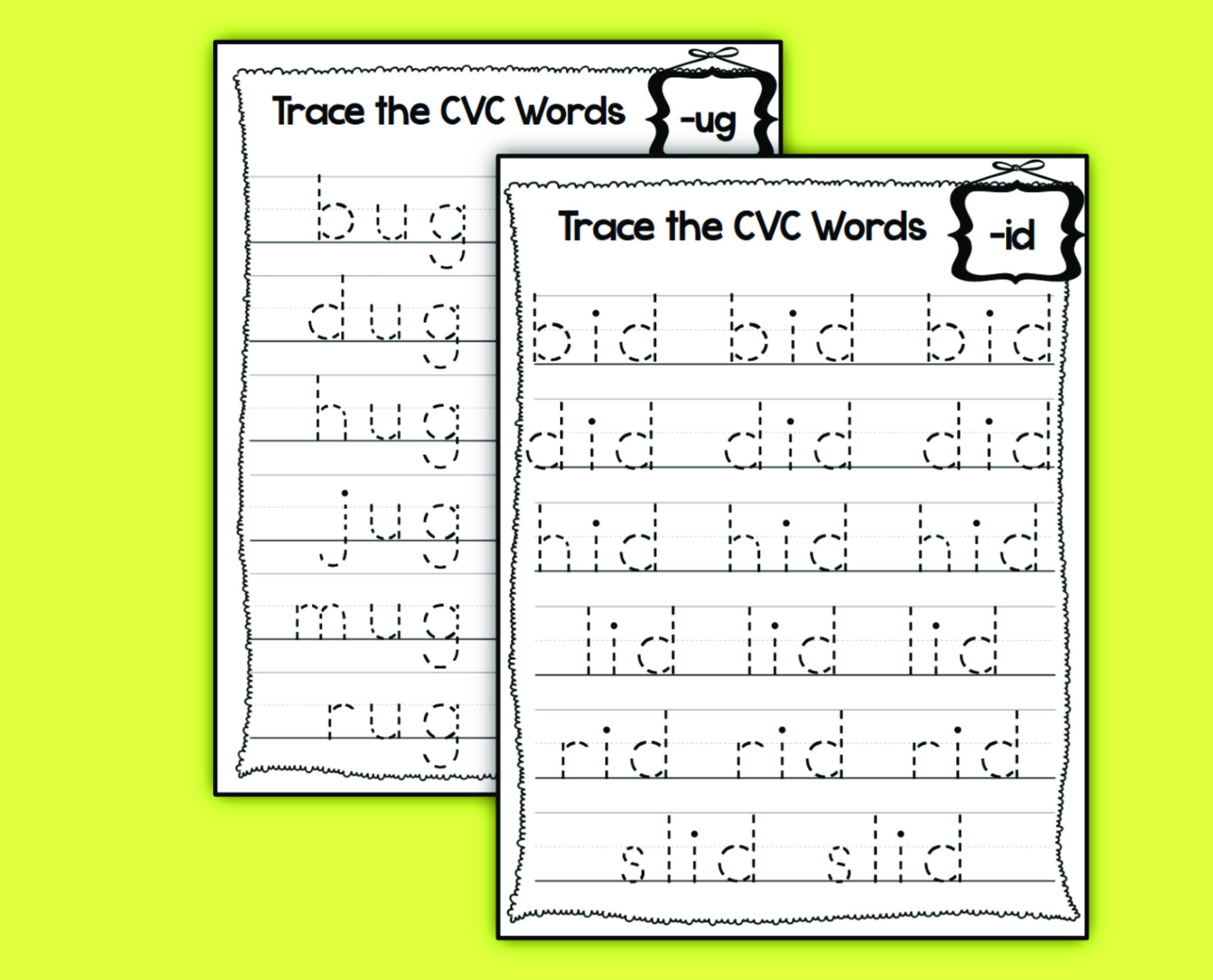 Trace the CVC Words Worksheets. Preschool and Kindergarten Etsy