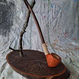 Handmade wood churchwarden&#39;s/Wizard&#39;s long stem pipe