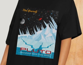 Plutão planeta camisa bonito retro espaço exterior camiseta professor de ciências espaço astronomia entusiasta planetário gráfico tshirt vintage galáxia