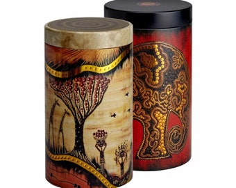 Wiladu tea tin Africa, coffee tin, storage tin, biscuit tin Savannah 500g set of 2