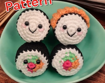Amigurumi Sushi Rolls Crochet Pattern: Easy Plushie (PDF Pattern Download)