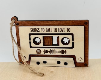 Spotify Cassette Tape ornament, custom Mixtape sign, Christmas gift for couple, Couple ornament Mixtape Playlist, anniversary gift