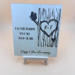5th year anniversary card, I wood marry you all over again, personalized Anniversary card, wedding anniversary card