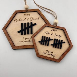 Gepersonaliseerd jubileumornament, markering 5e 10e verjaardag, gepersonaliseerde gedenkplaat, 5e verjaardag man/vrouw,