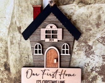 Home Christmas Ornament, first house ornament, Christmas 2024 Ornament, gift for couples, Family home ornament, personalized house ornament