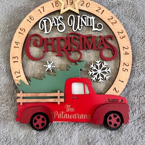 Personalized Christmas Countdown sign, Handcrafted Wooden Christmas Countdown Calendar, Days until Christmas