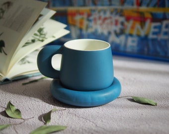 Ensemble de tasses potelées, tasse en céramique faite main pour café et thé, tasse de style nordique, cadeau pour un ami, ensemble-cadeau de vacances, couleur unie Morandi