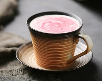 Ensemble de tasses à thé et café en céramique d'inspiration japonaise - Parfait pour les amateurs de café et les amateurs de thé - 225 ML. Capacité