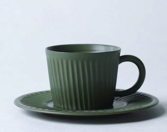 Ensemble de tasses à thé et soucoupes en céramique faites main en céramique, Ensemble cadeau de tasses en terre cuite, 4 options de couleurs Accessoires pour thé et café