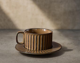Hand Painted Ceramic Cup Set: Light Reactive Coffee Tea Mug