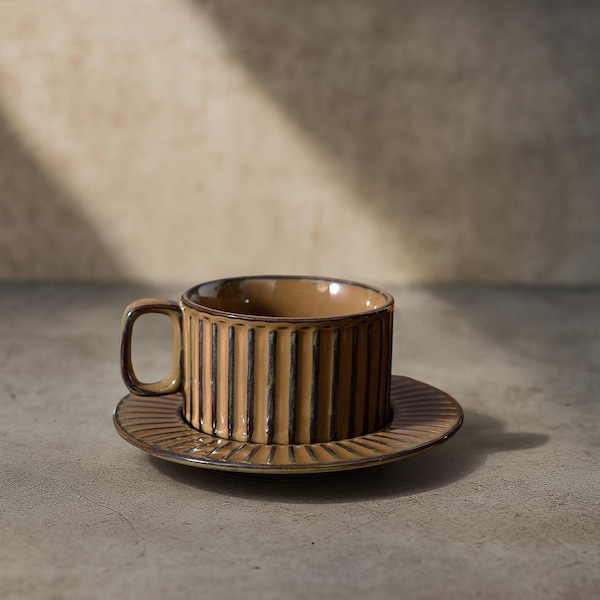 Hand Painted Ceramic Cup Set: Light Reactive Coffee Tea Mug