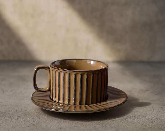 Hand Painted Ceramic Cup Set: Light Reactive Coffee Tea Mug