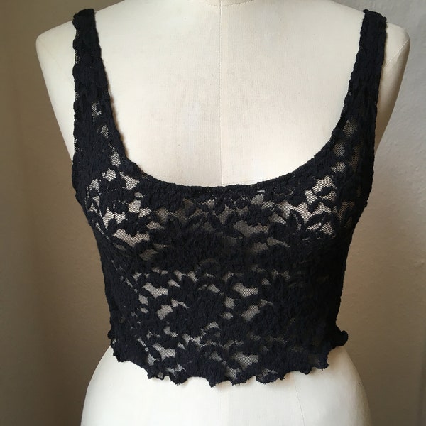 Top aus schwarzer Spitze, Bustier, Netz Oberteil