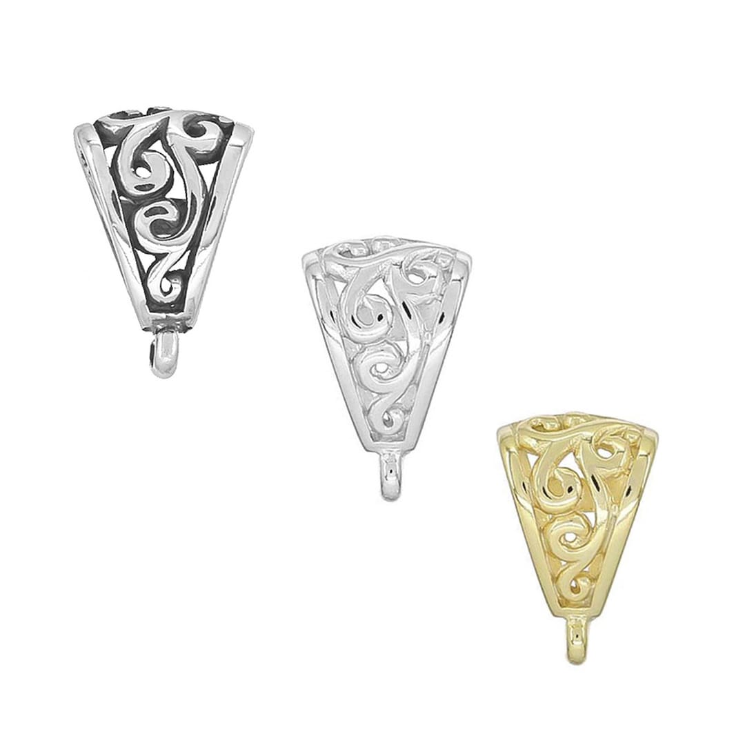Interlocking Filigree Slider 1PC Sterling Silver Filigree Openwork Slider Pendant Clasp Bail ...