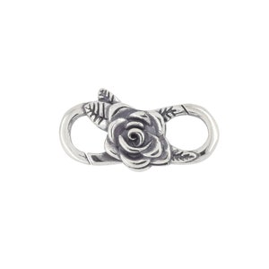 1PC Oxidized Sterling Silver Rose Floral Double Open Infinity Lobster Clasp For Necklace  / Bracelet