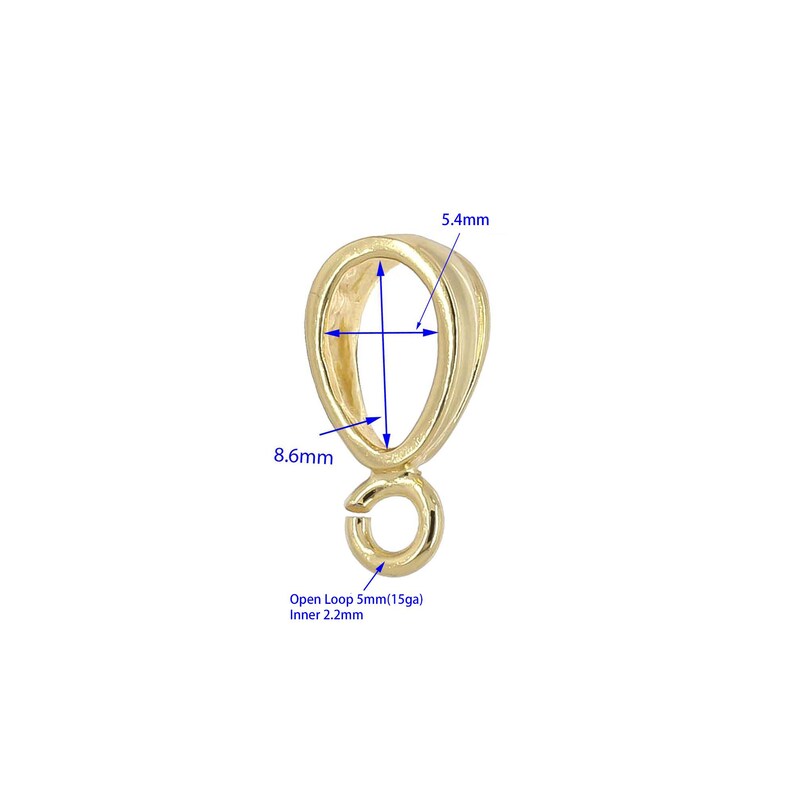 1PC Sterling Silver Pendant Clasp Bail Connector with Heavy Duty Open Loop, Available In Oxidized Silver / Bright Silver / 18kt Gold Plated image 5