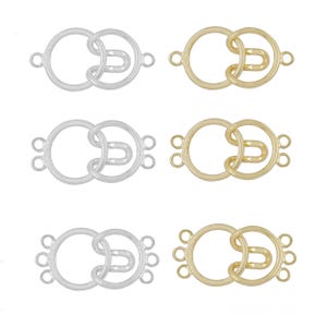 Sterling Silver 1/2/3-Strand Round Necklace Bracelet Hook & Eye Clasp, Available in Bright Silver / Gold Plated