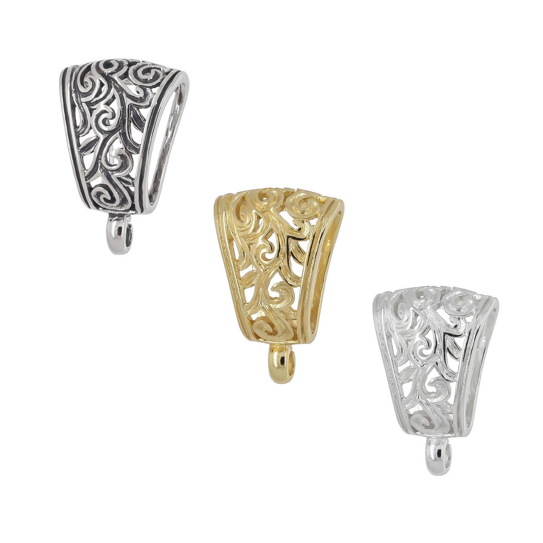 Interlocking Filigree Slider 1PC Extra Large Sterling Silver Filigree Openwork Pendant Clasp Slider ...