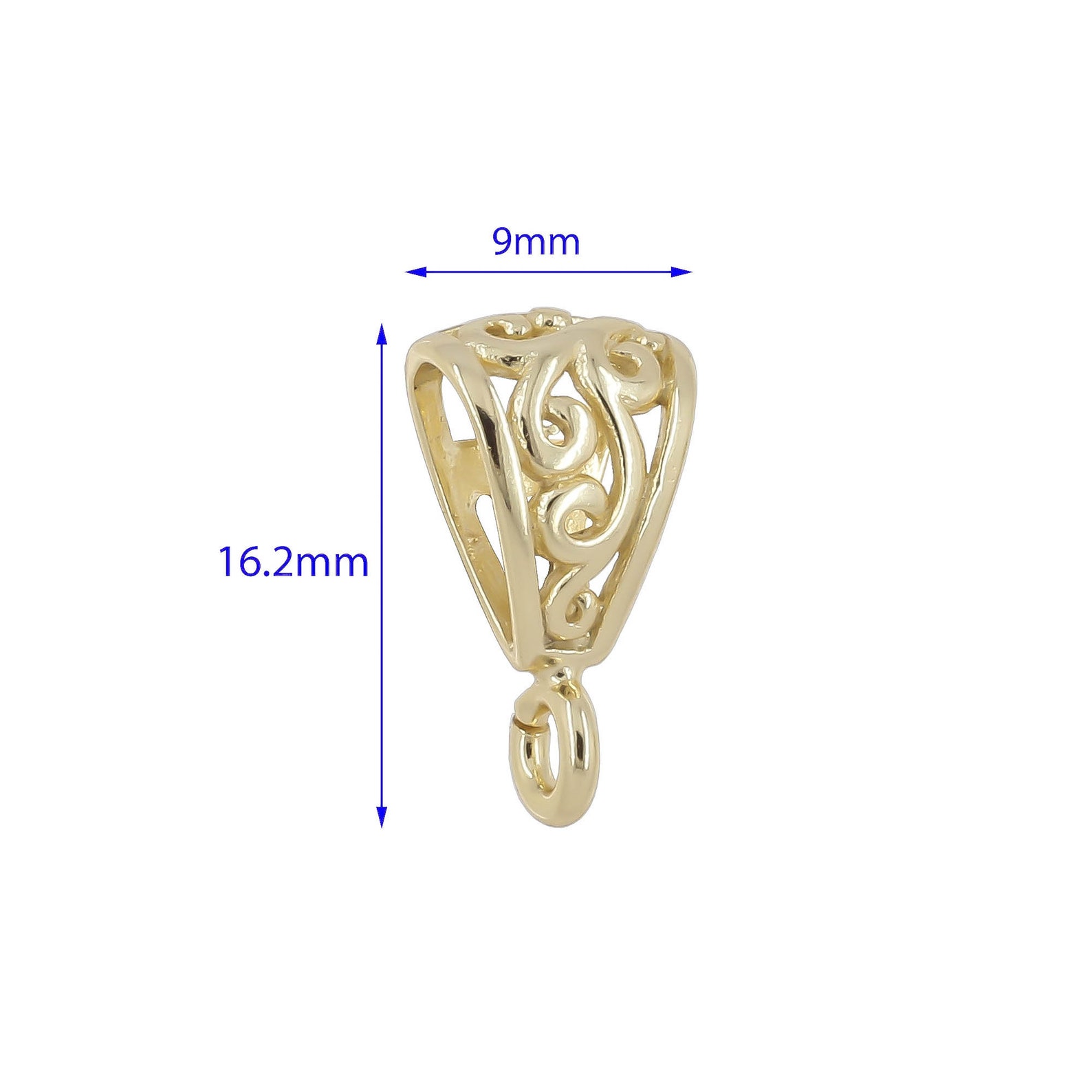 Interlocking Filigree Slider 1PC Sterling Silver Filigree Openwork Pendant Bail Slider With Heavy ...