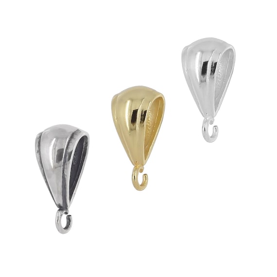 2PC Sterling Silver Slider Pendant Clasp Bail Connector With Open