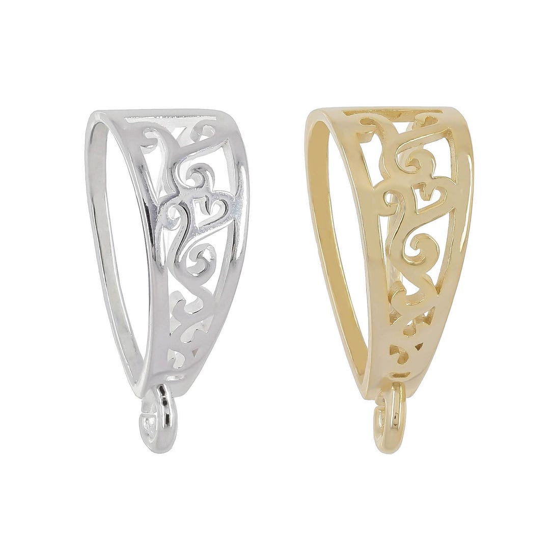 Interlocking Filigree Slider Extra-large Sterling Silver Filigree Pendant Bail / Clasp / Slider, Fit ...